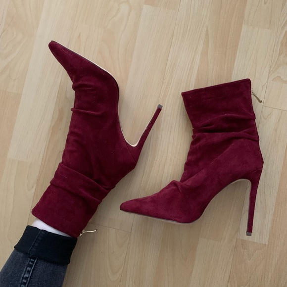 burgundy pointed boots